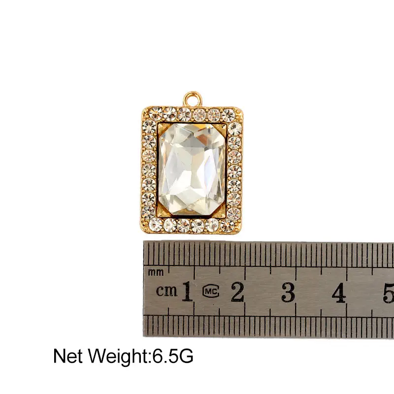 

2020 Trendy 10Pcs Multicolor Square Crystal Charms Shiny Rhinestone Pendant For Necklace DIY Supplies Jewelry Making Accessories
