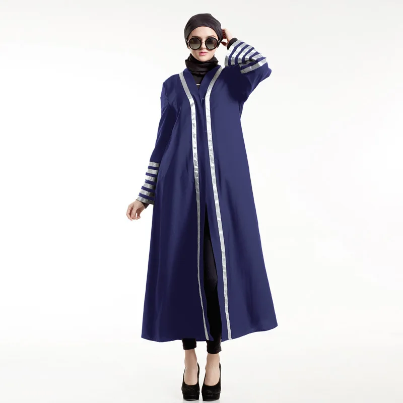 Дубай мусульманский кафтан абайя платье для женщин в полоску кимоно на шнуровке