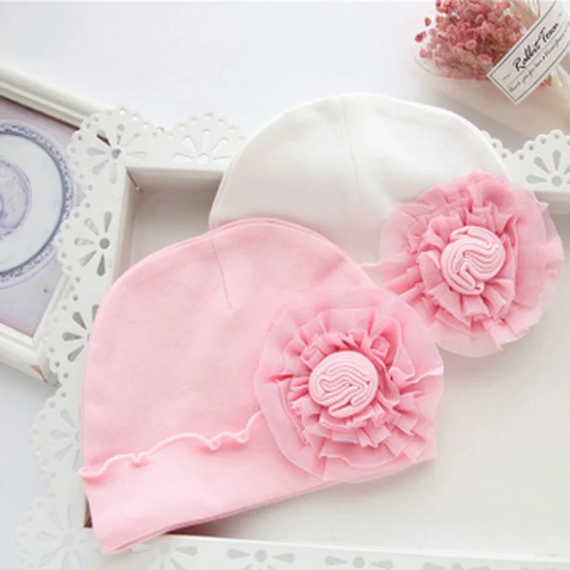 

2 Colors Baby Cap New Fashion Infant Newborn Baby Girls Toddler Children Clohting Flower Hat Cotton Soft Hats Women Caps
