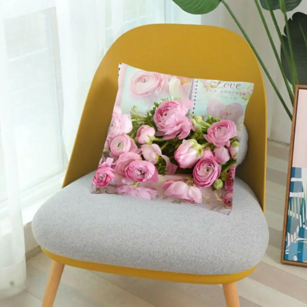 

1PC Beautiful Rose Peony Flower Printing Pillows Cover Pillow Decoration Cover Peach Cushion Skin Home Sofa Material O8O6