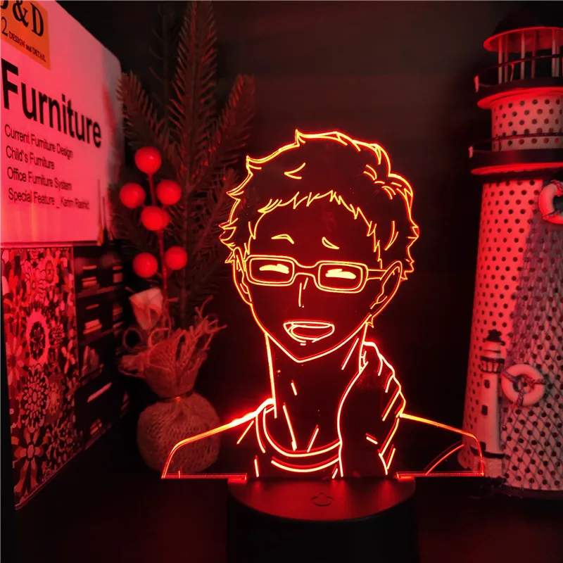 

Haikyuu 3D лампа Kei Tsukishima Аниме Фигурка Светодиодная лампа для украшения дома светильник лампа манжет кавайная лампа для декора комнаты