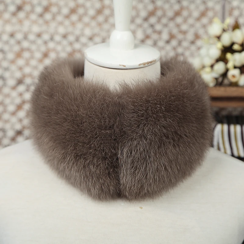 FXFURS, новинка, корейский стиль, женские зимние шарфы из лисьего меха, натуральный мех, с магнитом, легко носить,, воротник из лисьего меха, шарф, кольцо - Цвет: khaki
