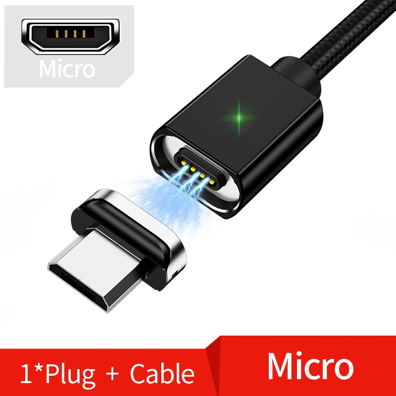 Black micro usb Магнитный Micro USB кабель Олаф 2 м для iPhone samsung, кабель для быстрой зарядки и передачи данных, Магнитный зарядный кабель usb type C 3A, кабель для мобильного телефона - Цвет: Black micro usb