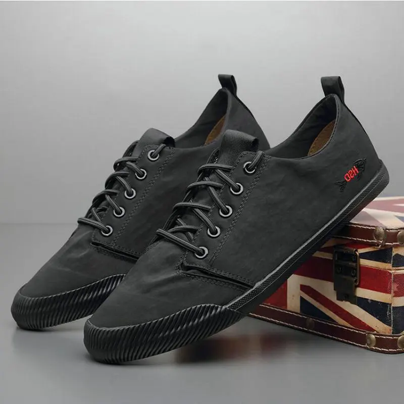 Мужские классические парусиновые туфли Нескользящие на шнуровке плоская