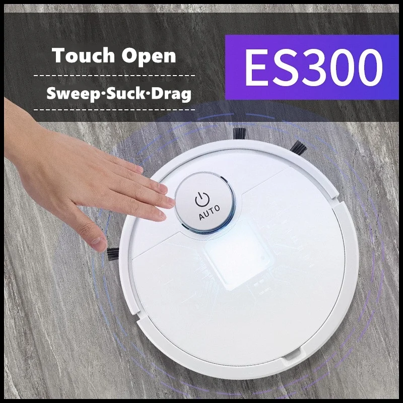 

HOT-ES300 Rechargeable Smart Robot Vaccumm Cleaner 3 in 1 USB Auto Smart Sweeping Dry Wet Mop Strong Suction Sweeper
