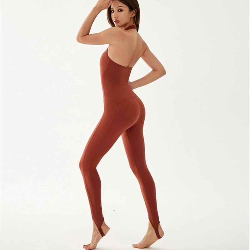 

Yushuhua Sexy Beauty Back Yoga Jumpsuit Sport Suit Step-on Dancing Unifom Gym Fitness Jumpsuit Women Set Tight Workout Bodysuit