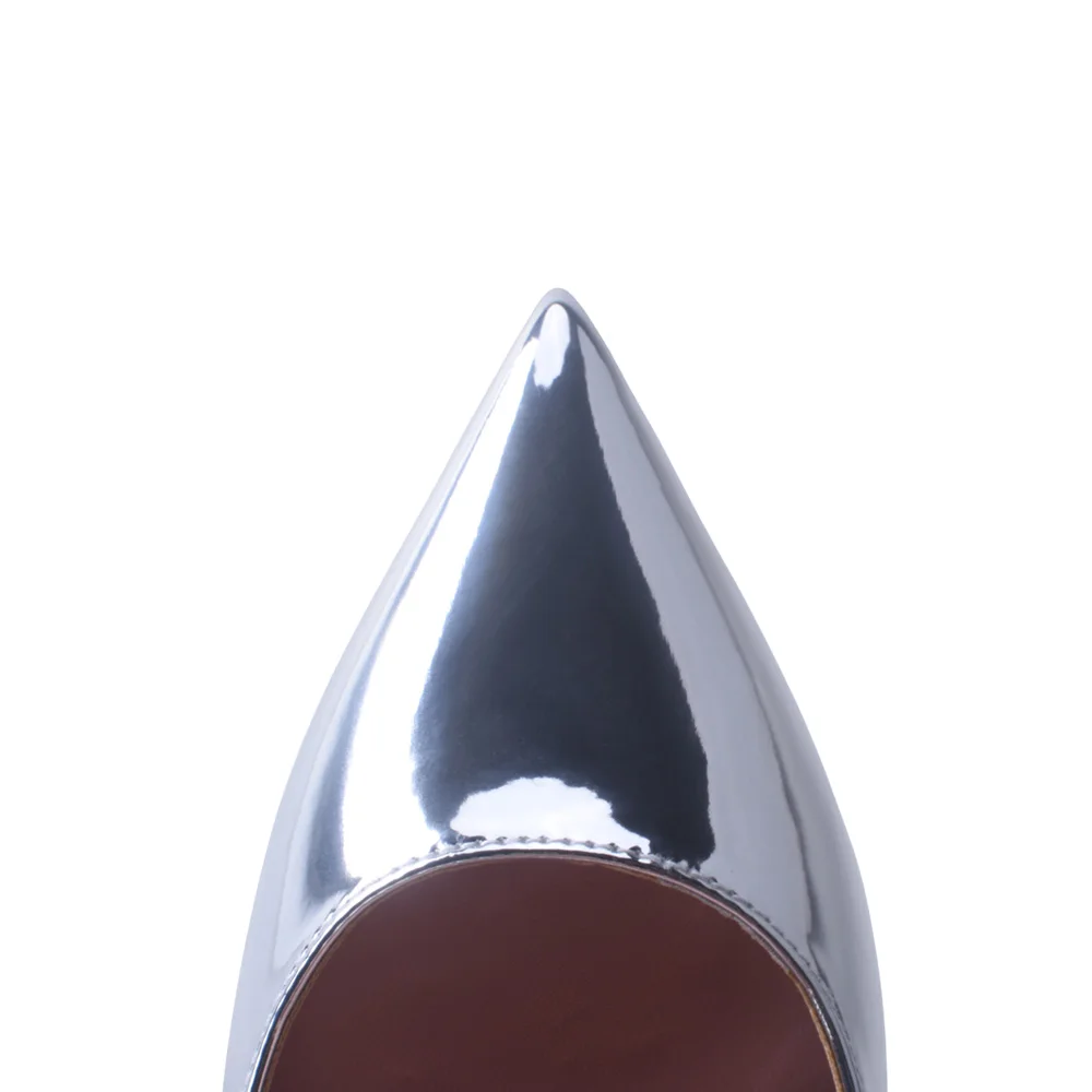 Туфли-лодочки женские на высоком каблуке серебристые большие размеры - купить по