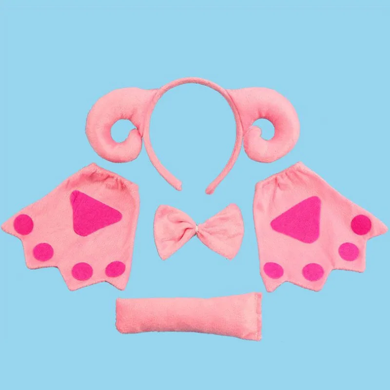 Повязка на голову с животными овечкой козой Рогом галстуком бабочкой лапами