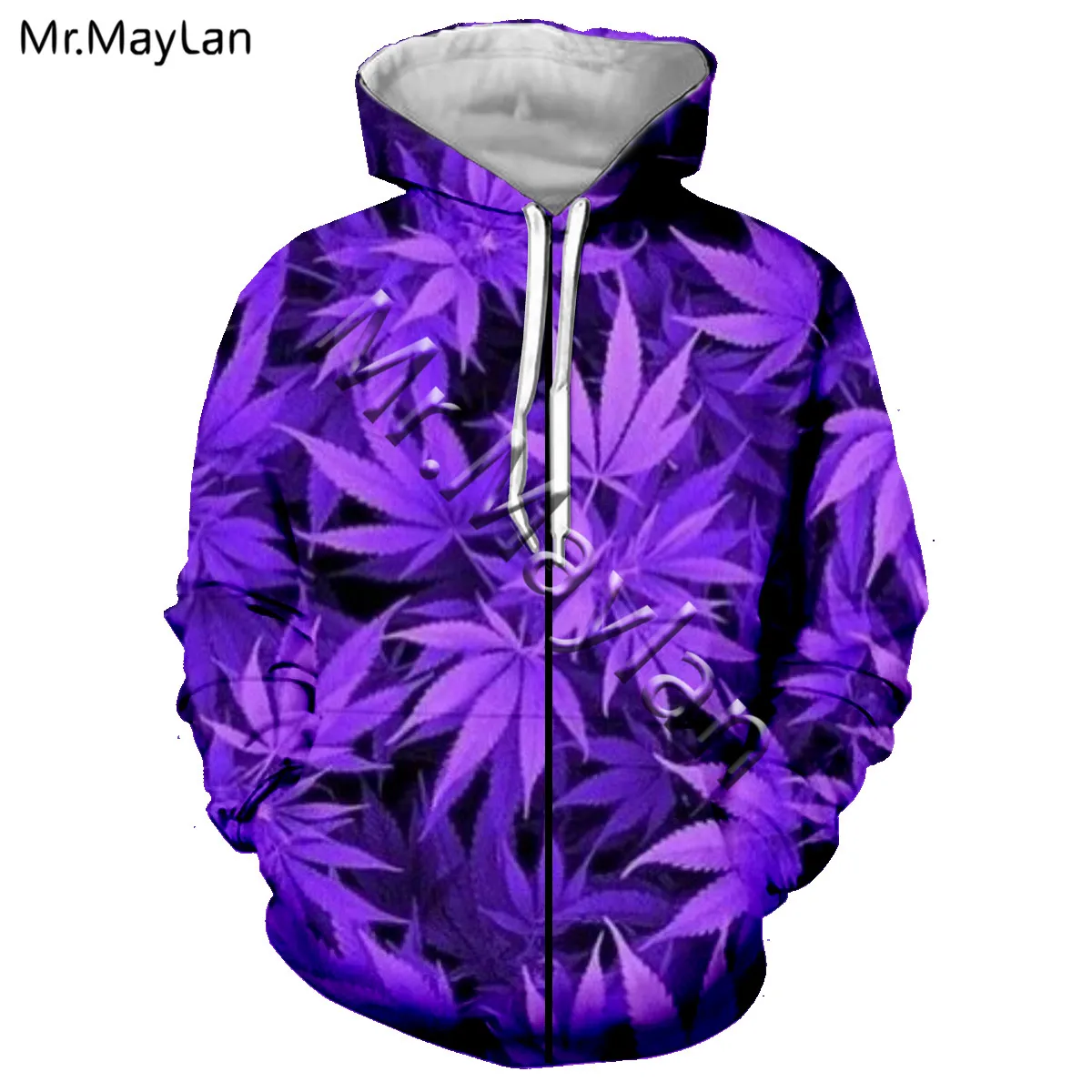 

Casual Streetwear Sweatshirt Print Feuille Purple Hemp Leaf Weed 3D Crewneck HoodieS Pullovers Men/Women Casual Tracksuit Jacket