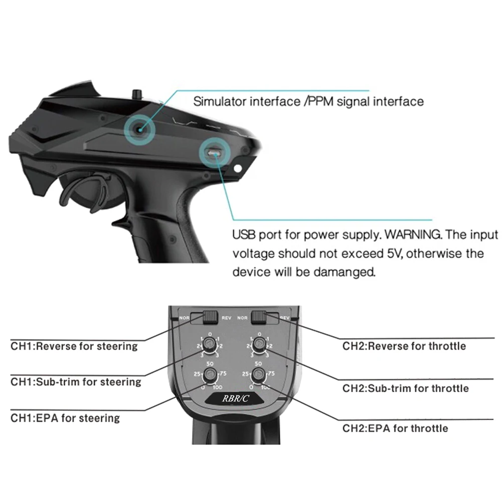 

2.4G 6CH Radio Transmitter Gyro Receiver Remote Controller for RC Car Boat Tank