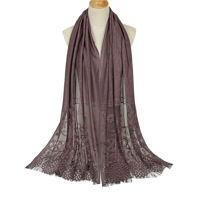 Кружева выдолбленные шарфы для женщин 2020 Модные кисточки шали и обертывания