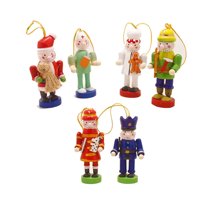 

Christmas crafts creative Puppet Toys walnut soldiers painted wooden Christmas Decorations Home Party Pendant