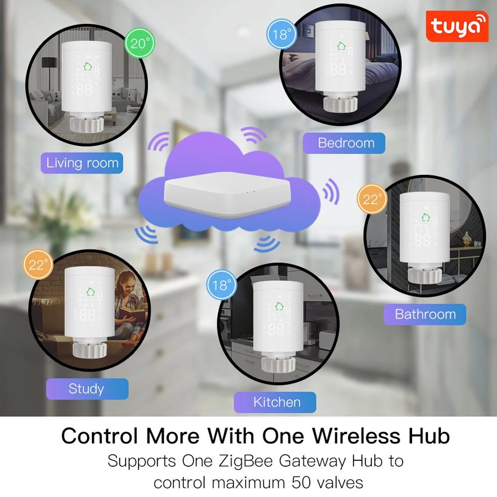Tuya Intelligent Radiator Actuator Temperature Controller Kit Programmable Thermostatic Valve By Alexa Control | Обустройство дома