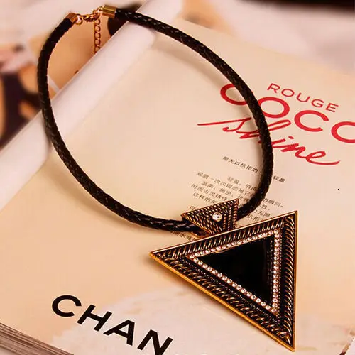 Винтажные Чокеры массивные ожерелья для женщин в стиле бохо черная кожа