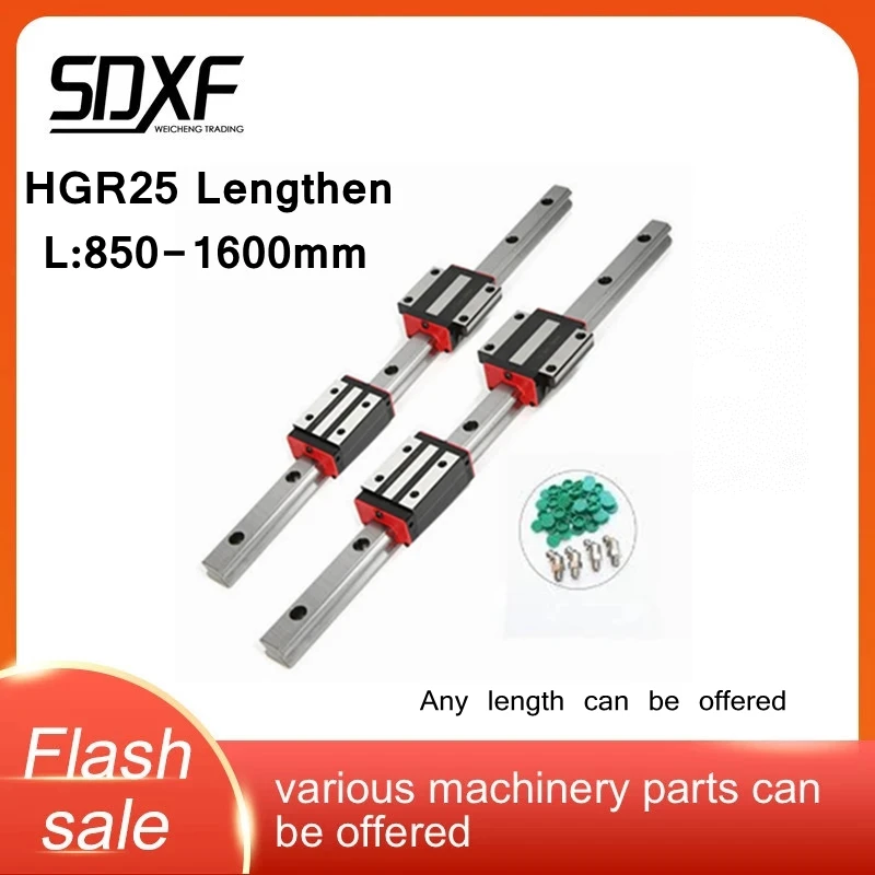 Linear guide HGR25 850 900 950 1000 1050 1100 1150 1200 1300 1400 1500 1600mm two guide rails and four sliders HGH25HA/HGW25HA