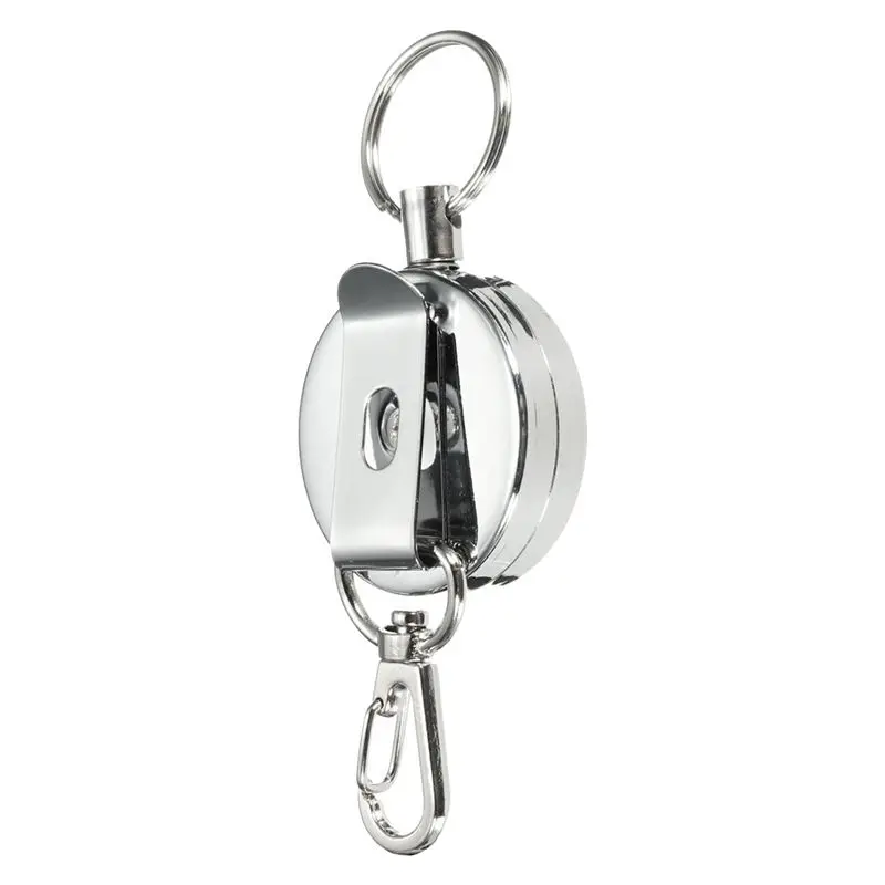 

3 Pcs Stainless Silver Retractable Key Chain Recoil Keyring Heavy Duty Steel