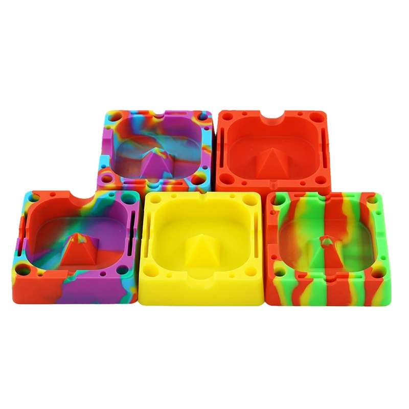 

Creative Silicone Ashtray Unbreakable Decorative Tray Cigarette Light Square Smoke Gadgets Convenient for Home