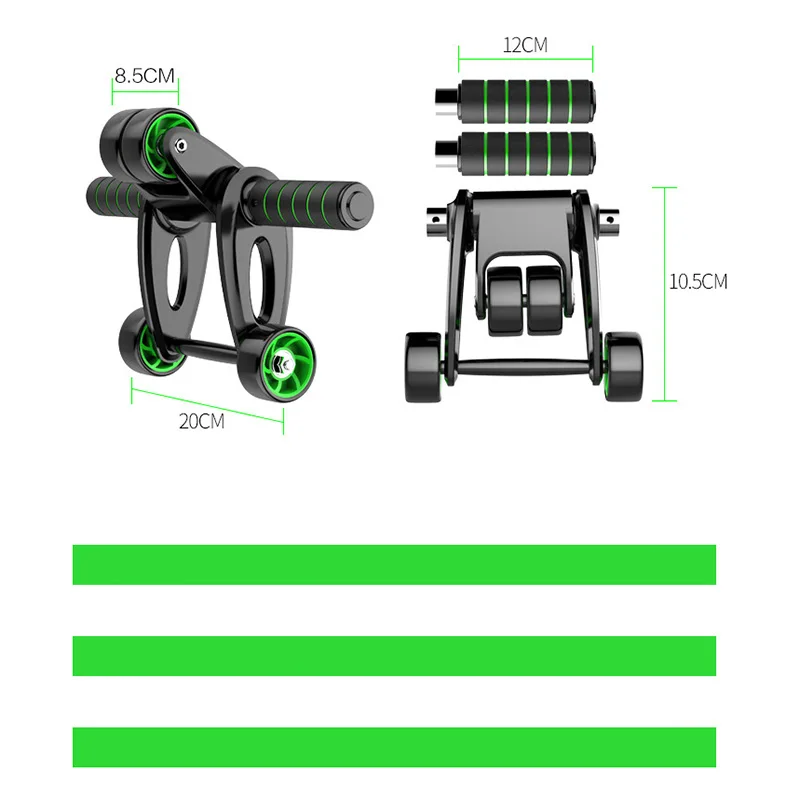 

Folding Four Wheeles Abdominal Power Wheel Muscle Exercise Pull Rope Abs Roller Training Exercising Belly Push Wheel With Mat