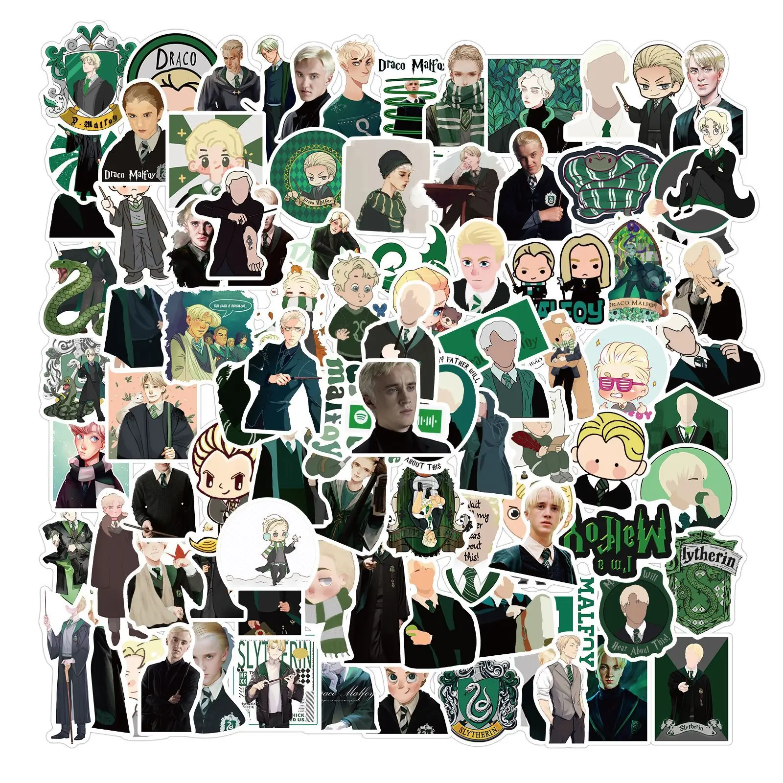 50/100Pcs Harri Classic Movie PVC Malfoy Waterproof Anime Sticker Potter Phone Guitar Laptop Scrapbook Scooter Stickers Kid Toy - купить по