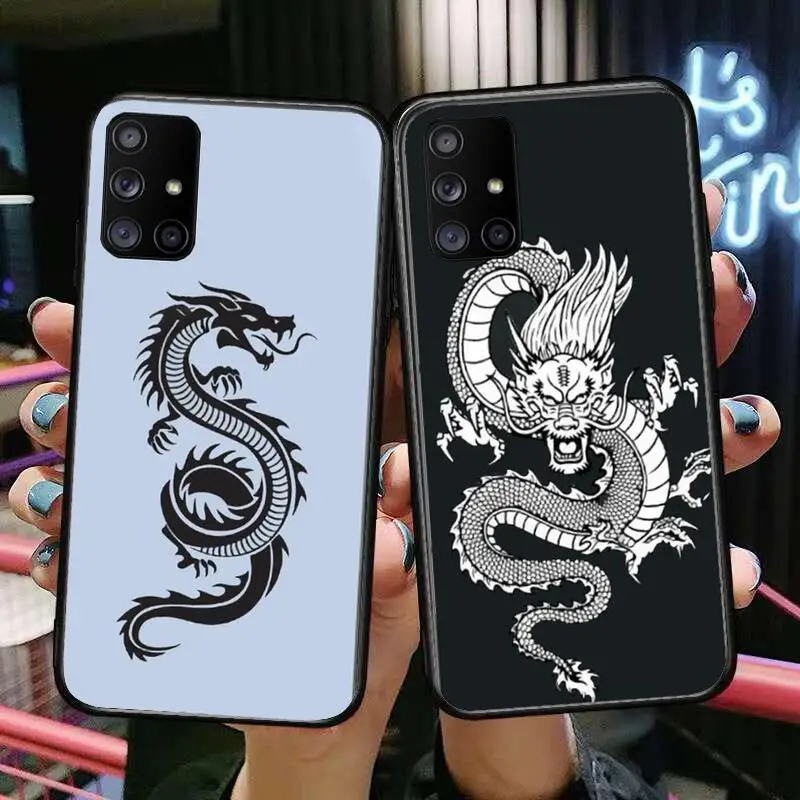 

Fashion Dragon Animal Phone Case Hull For Samsung Galaxy A50 A51 A71 A70 A52 A40 A30 A31 A80 A20E 5G S Black Shell Art Cell Cov