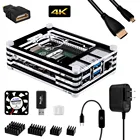 Акриловый чехол для Raspberry Pi 4, 9 слоев, чехол с вентилятором для Raspberry Pi 4, 4 радиатора, блок питания 5 в 3 А с переключателем включениявыключения