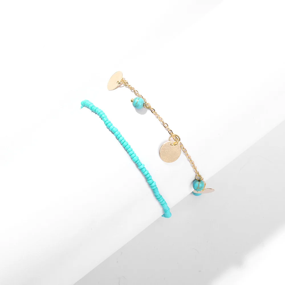 Женское многослойное ожерелье с бусинами лето 2020 богемный синий зеленый браслет