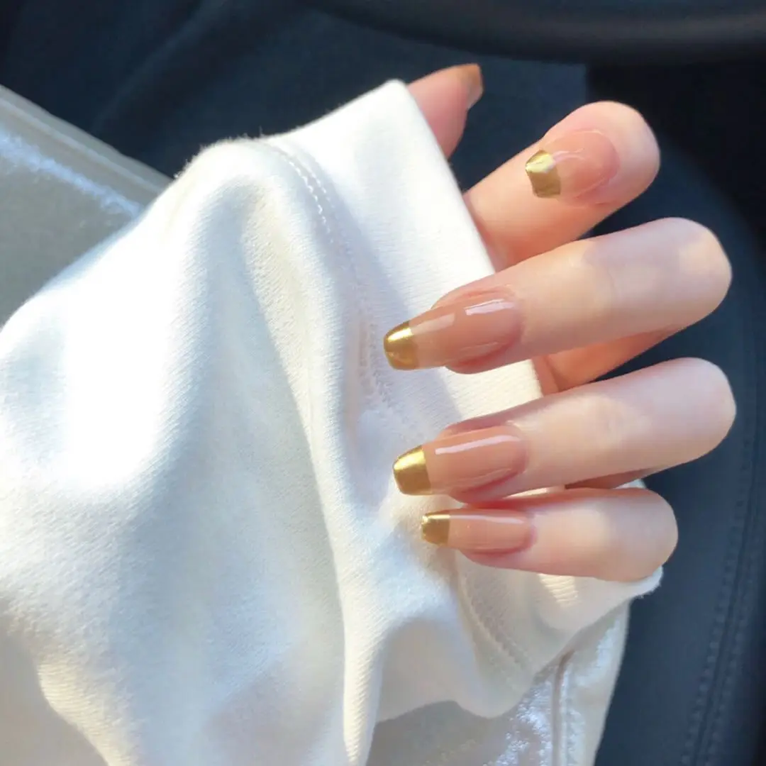 

24Pcs Middle Length Fake Nails French Style False Nails With Glue Press On Nails Transparent Tips for Nails Nail Art Decoration