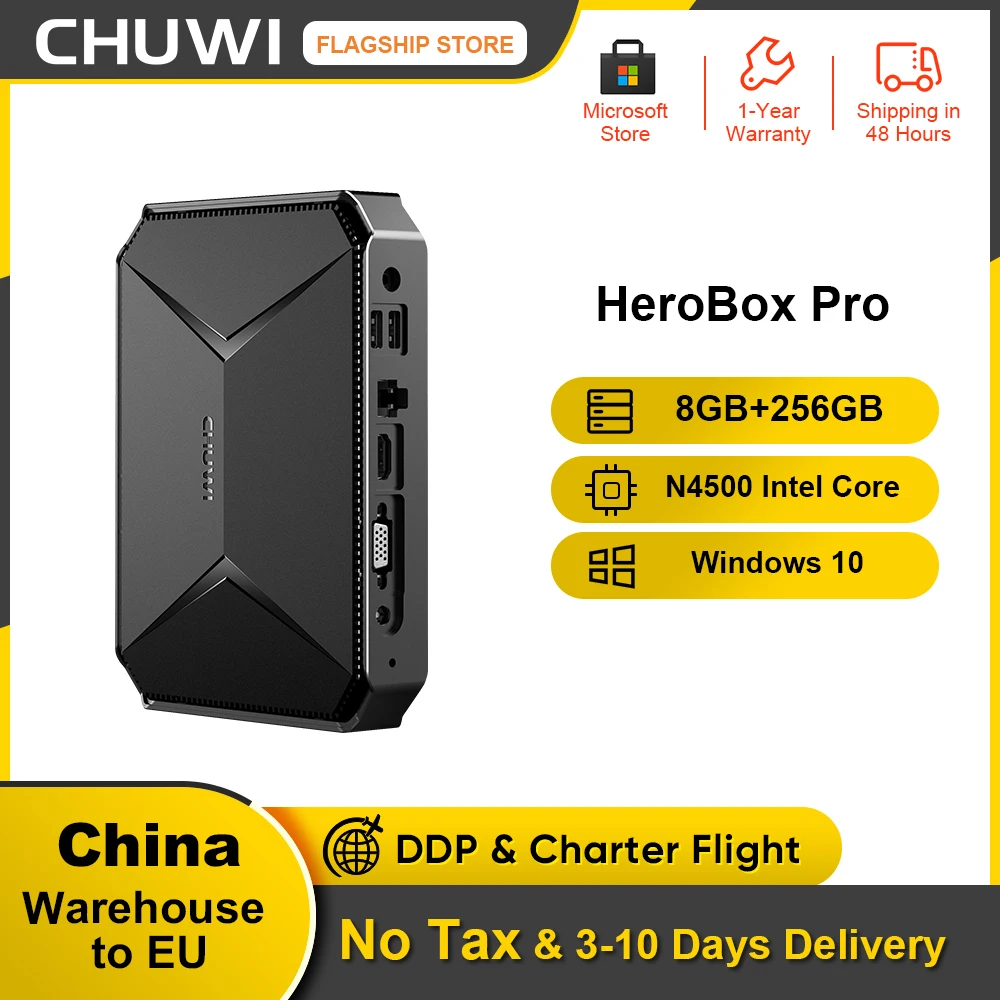 CHUWI Herobox Pro мини ПК Intel Gemini-Lake N4500 четырехъядерный LPDDR4 8 Гб 256G SSD Операционная система Windows 10 с HD LAN VGA портом