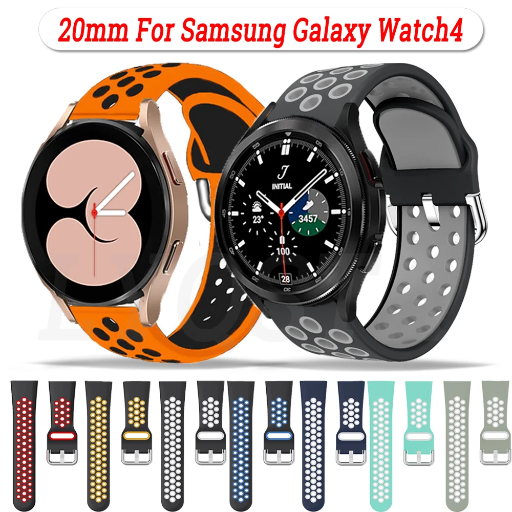 

Ремешок силиконовый для Samsung Galaxy Watch 4 Classic, спортивный браслет 20 мм для Active 2/46 мм/42 мм/gear S2 Frontier