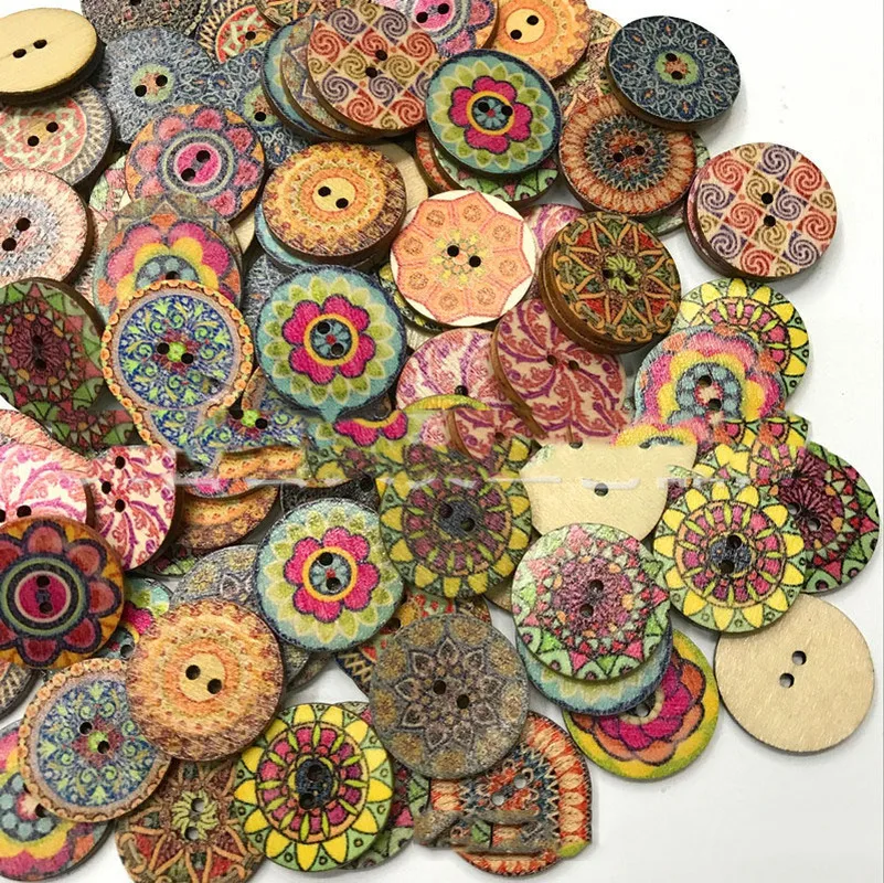 

500PCS 2 Hole Painted Round Wood Buttons for Handwork Sewing Scrapbook Clothing Crafts Accessories Gift Card 15mm 20mm 25mm