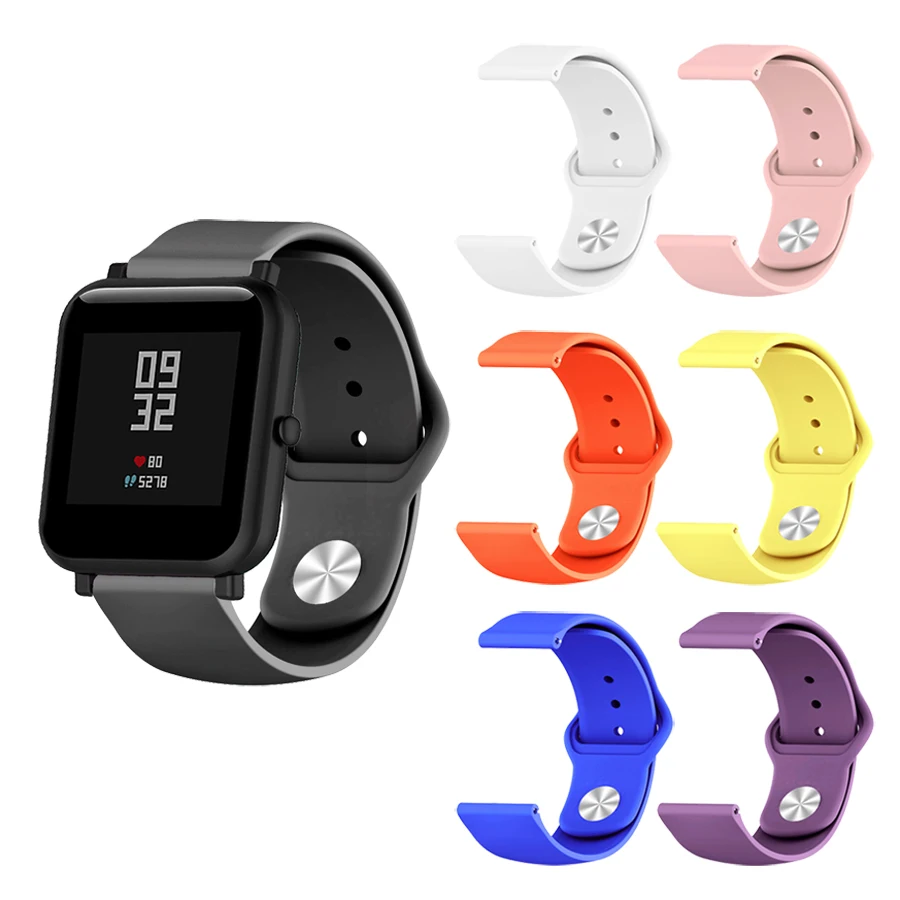 Силиконовый ремешок для Huami Amazfit Bip ремешок 20 мм для Xiaomi mijia кварцевый Garmin Forerunner 645 Vivoactive 3