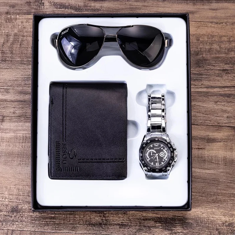 Мужские часы подарочный набор кошелек солнцезащитные очки наборы семейные