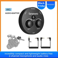 saramonic ax1 audio adapter mono stereo 2 channel microphone audio mixer for dslr mirrorless video cameras smartphone laptop