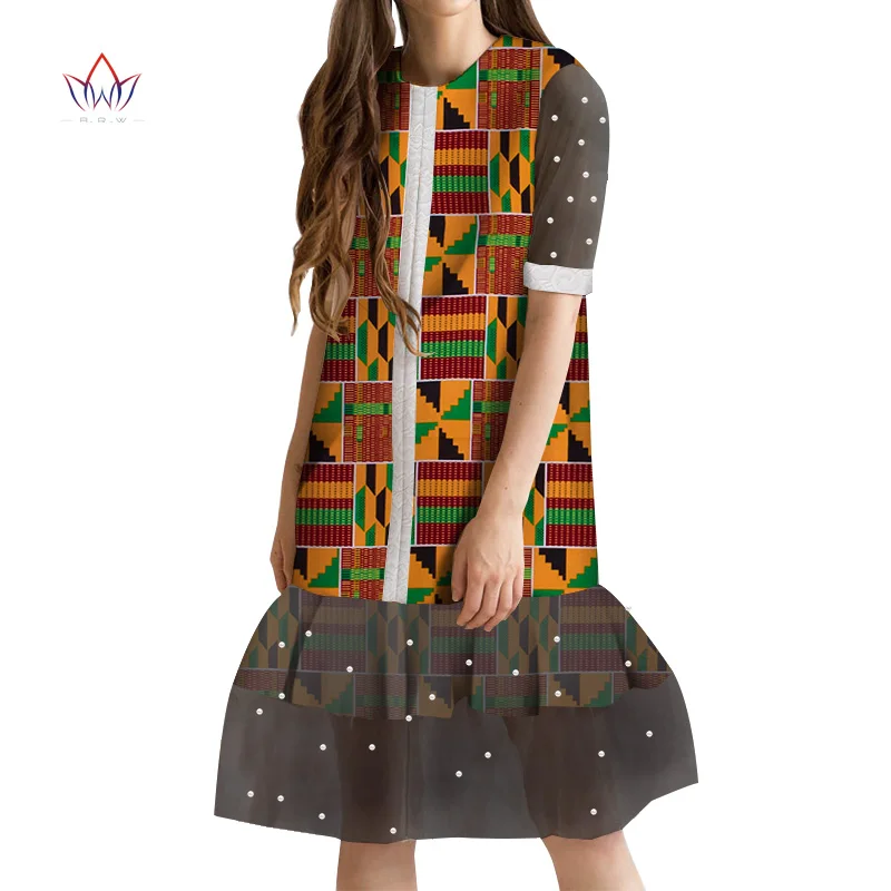 

2021 African Print Dresses for Women Bazin Riche Cotton Party Robe Dashiki Retro Vestidos plus size Fashion Outfits WY4921
