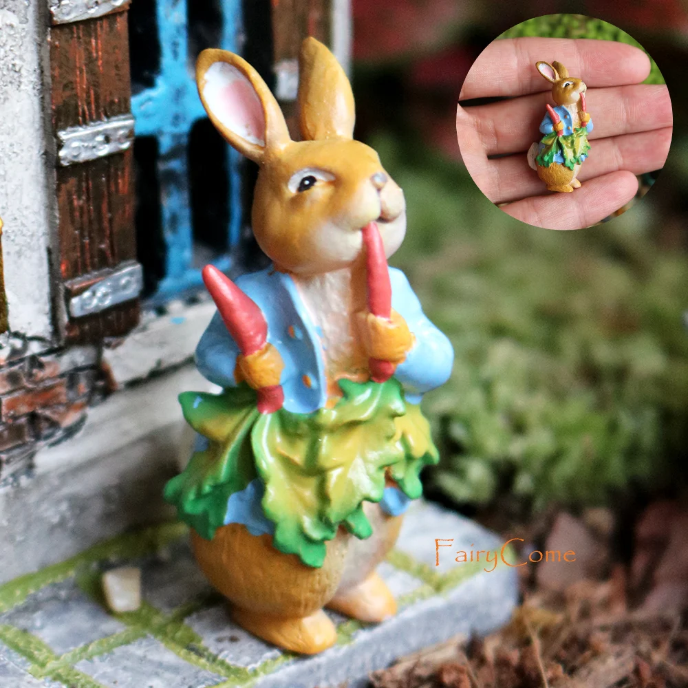 Сказочный Миниатюрный Сад Питер Кролик еда морковь Мини Смола кролик статуя