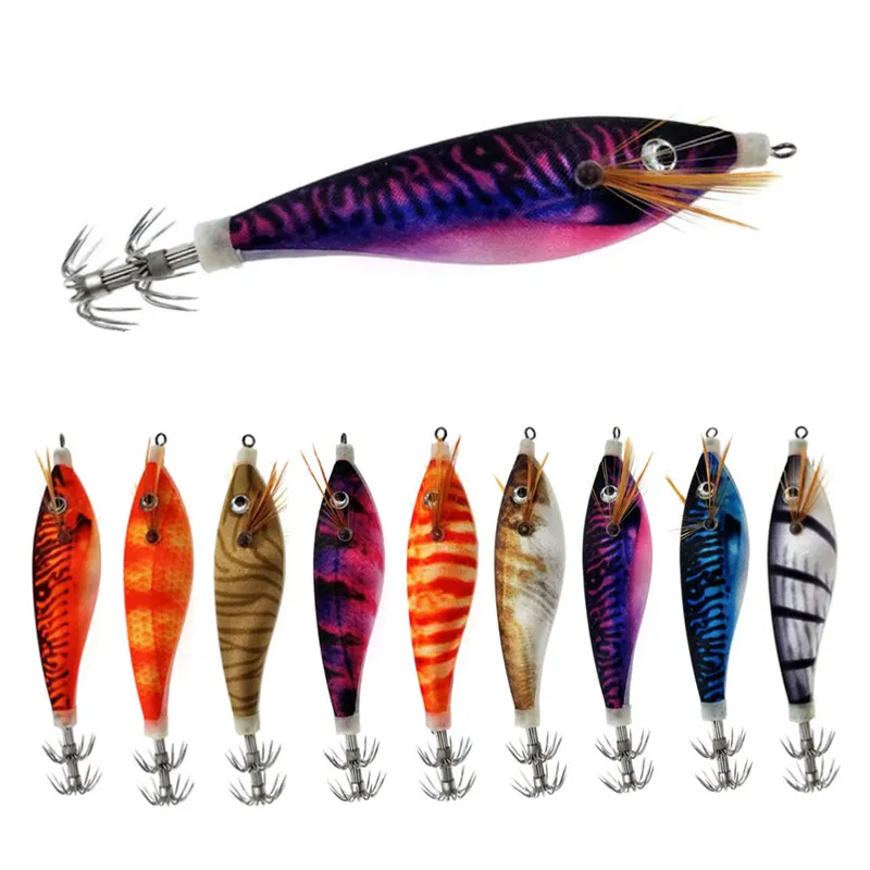 

1Pcs Squid Jigs Fishing Lures 10cm 12g Wood Shrimp Luminous Hard Jig Baits Hook Octopus Bait Pesca Carp Fishing Accessories