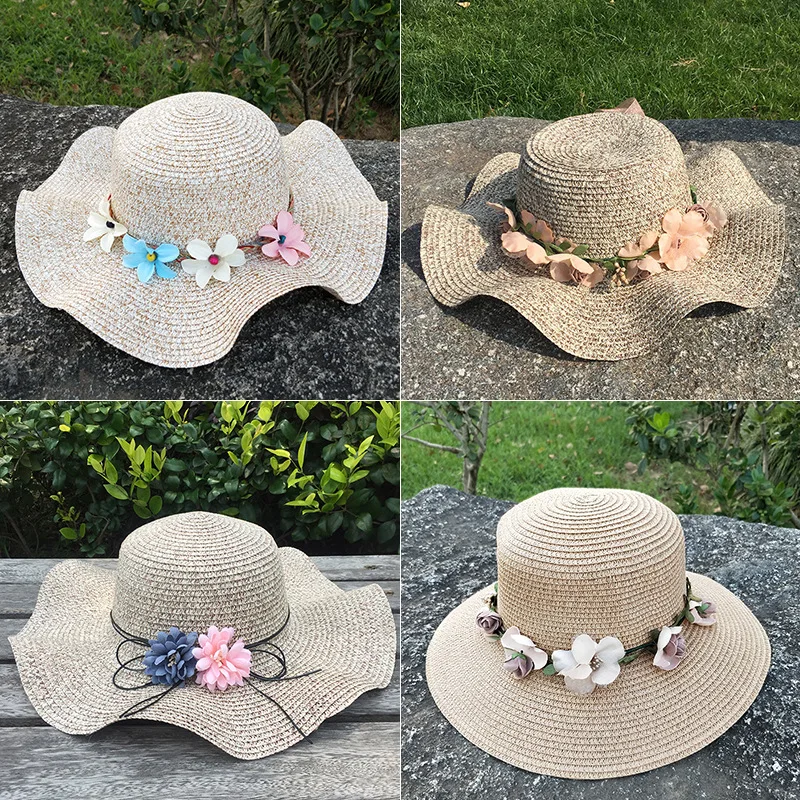 

CANZE New Arrival Summer Ladies Sun Hat Outdoor Shade Flower Straw Hat Sunscreen Beach Hat Foldable Sandal Hat