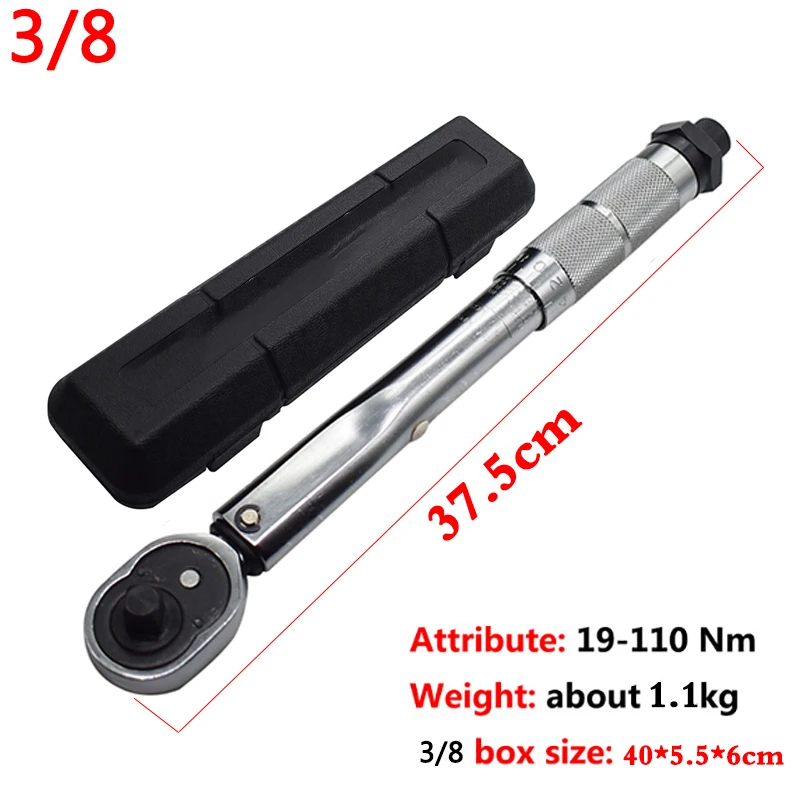 

Torque Wrench Car Repair 3/8 Square Drive 19-110NM Two-Way Precise Ratchet Wrench Repair Spanner Key Hand Tools