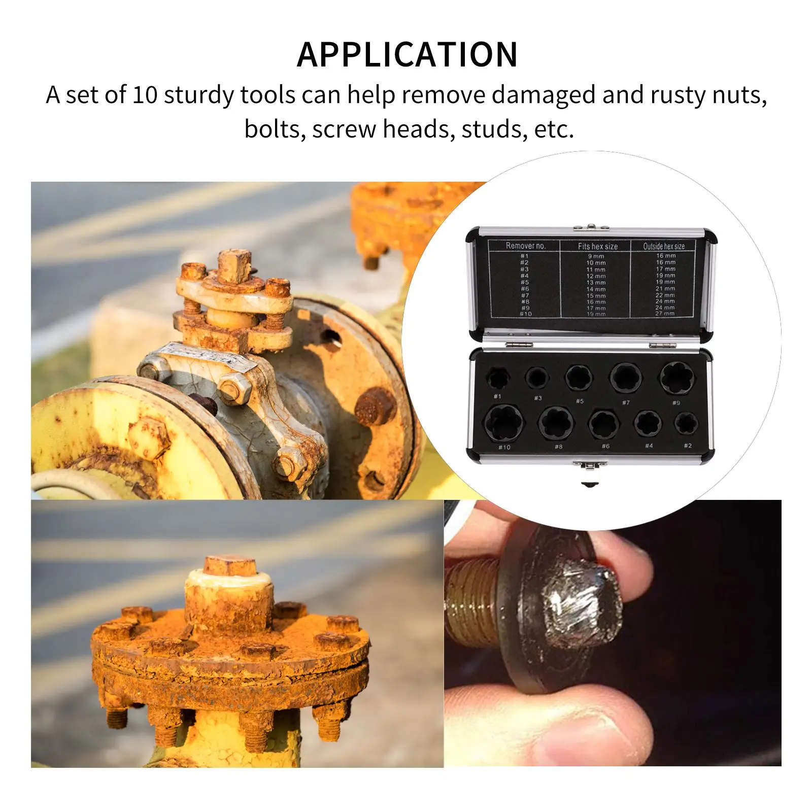 10 шт. инструменты для удаления поврежденных болтов и гаек экстрактор |