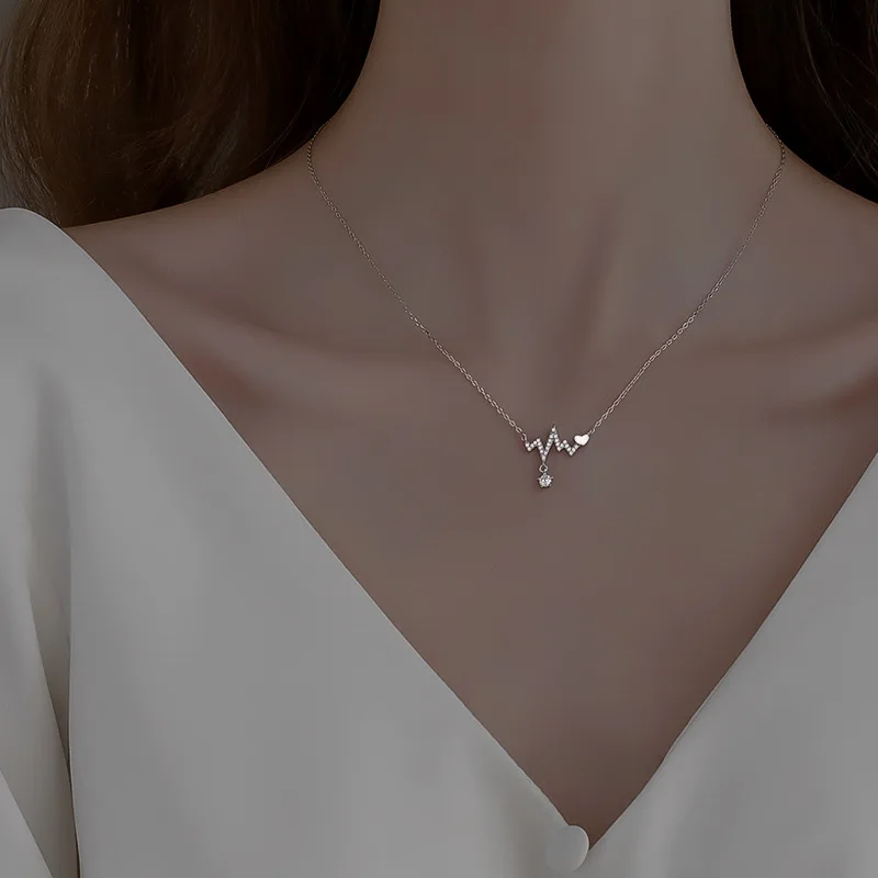 

Hot 925 Sterling Silver Geometric Rhinestone Zircon Pendant Necklace Women Jewelry Party Gift