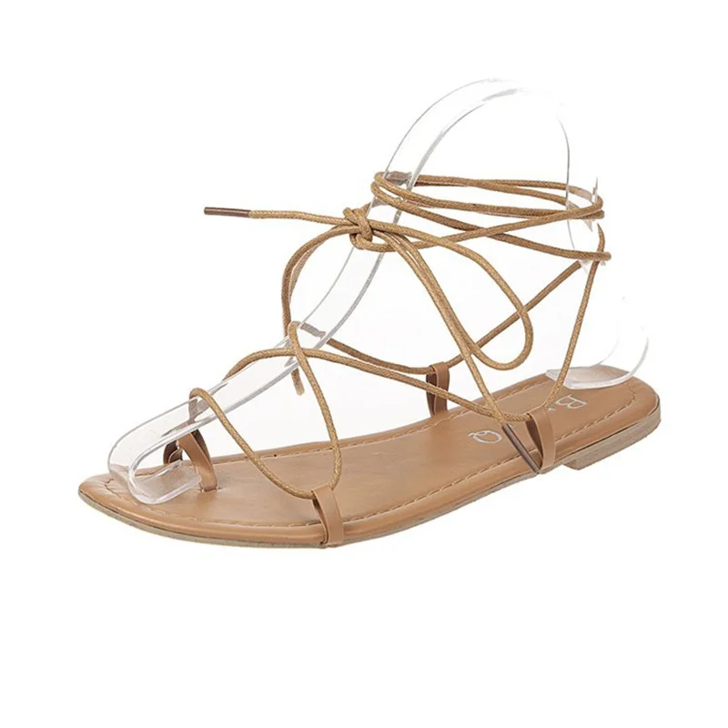 

Sandals With Ties Flat Sandals Woman Fashion Open Toe Shoes New 2021 Casual Summer Shoes For Women Chaussure Femme Zapatos Mujer