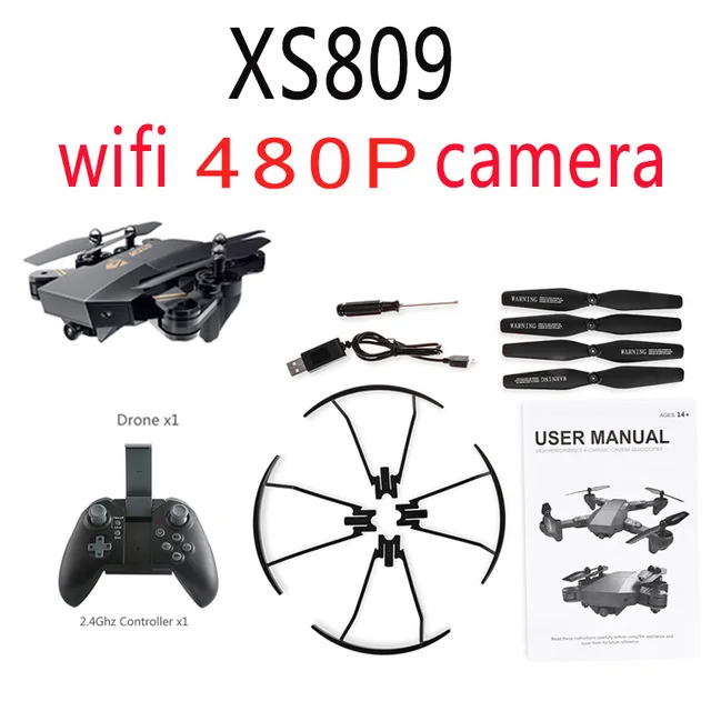FPV RC Дрон с живым видео и возвратом домой складной RC с HD 720P камерой Квадрокоптер wifi FPV селфи Вертолет игрушка - Цвет: XS809 480P WIFI