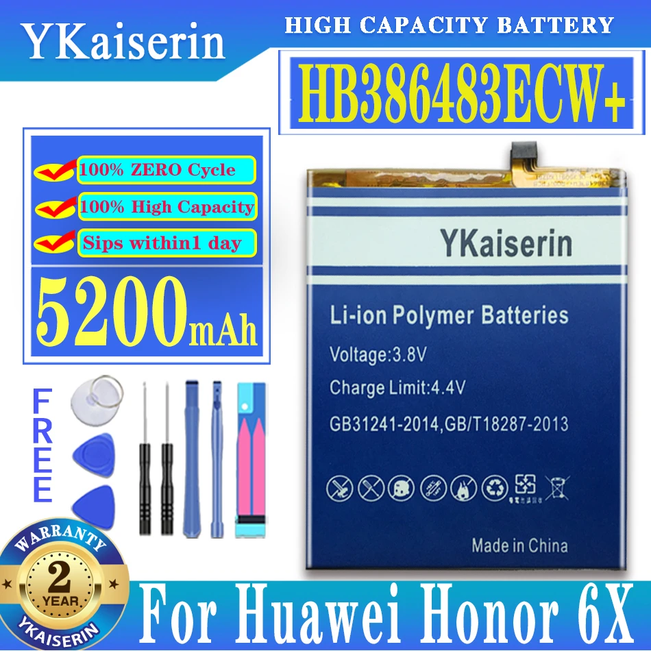 

HB386483ECW+ 5200mAh Battery For Huawei Honor 6X GR5 2017 BLL-L23 L21 L22 Mate 9 Lite Mate9 Lite BLN-L24 G9 Plus G9Plus Maimang5