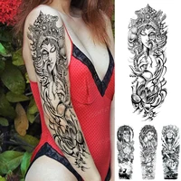 large fake sleeve transfer waterproof temporary tattoo sticker buddha statue demon lotus character flash tato body art men women