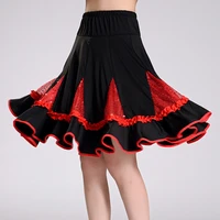 knee length skirt womens latin skirts tango rumba cha ballroom dance dress skirt green bright pink red square wear for women