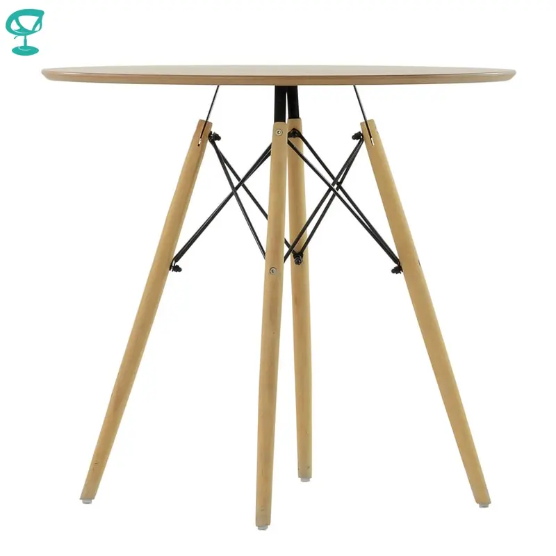 Barneo Т 8 интерьерный обеденный стол шпон светлое дерево на деревянных ножках