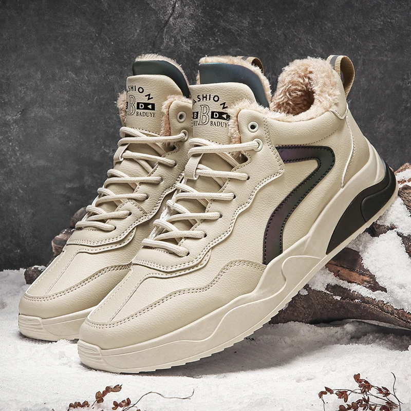 

New Men Autumn Winter Warm Plush Sneakers Ankle Snow Boots Flats Shoes Male Trainers Fitness Sapato Masculino Chaussure Homme