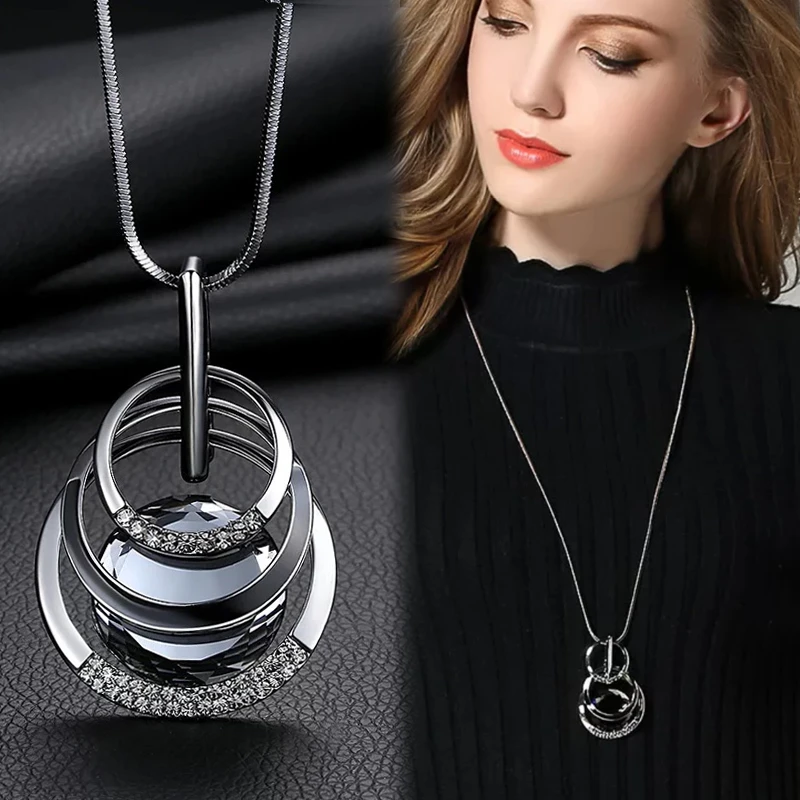 Женское колье Meyfflin длинное ожерелье и подвески для женщин круглое массивное