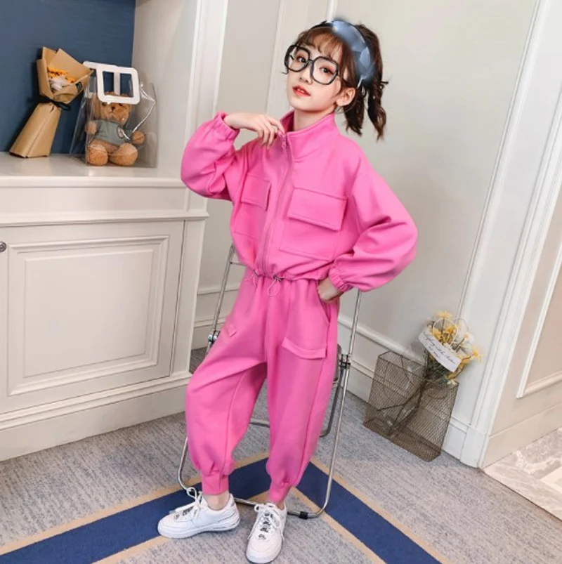 

Cultiseed Girls Children Autumn New Zipper Long Sleeve Coat+Loose Pant 2pc Sets Clothing Teens Kids Cute Sports Casual Suits