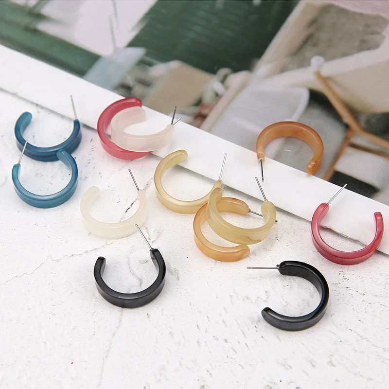 6 шт. новые модные женские серьги гвоздики массивные элегантные из ацетата с